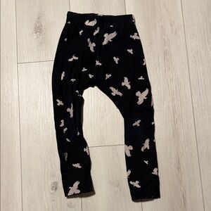 MOI Kids Black Leggings with Pale Bird Print Kids Size 3-4